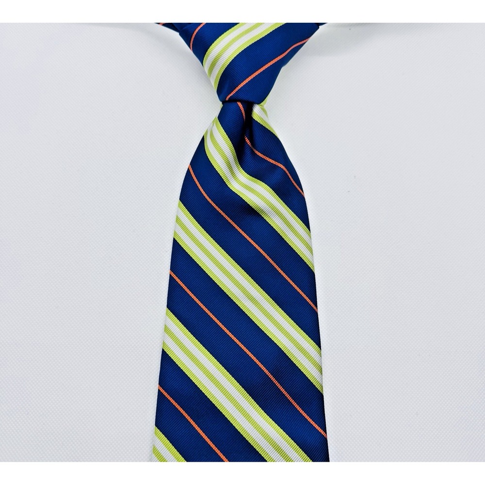 Rooster Silk REPP Necktie Men Blue Lime Green Designer 4"Wx60"L Hand Made